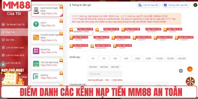 Chia sẻ các phương thức nạp tiền MM88 phổ biến nhất